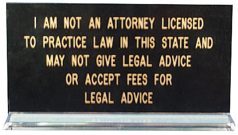 I Am Not a Lawyer Wisconsin Notary Desk Sign
