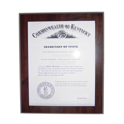 Wisconsin Notary Commission Frame Fits 11 x 8.5 x inch Certificate